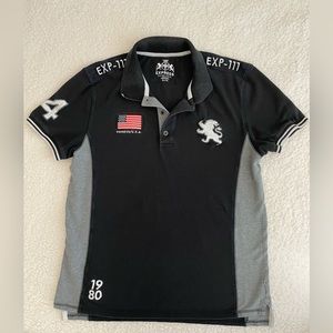 EXPRESS Men’s Fitted Polo with Embroidered Logo+Patchwork. Size XL